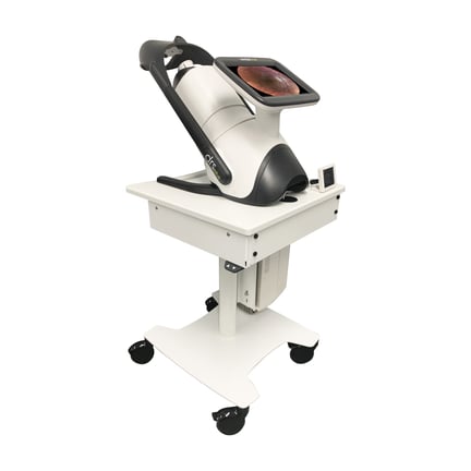 Custom cart designed by First Products for iCare DRSplus TrueColor confocal fundus imaging system